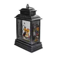 11.5''Lighted Black Halloween Snow Globe Lantern with Pumpkin Couple