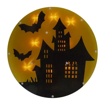 13.75'' Lighted Haunted House Halloween Window Silhouette