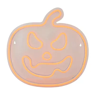 15'' Orange LED Lighted Neon Style Jack-O-Lantern Halloween Window Silhouette