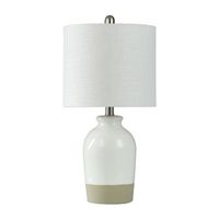 Stylecraft 18" Speckled White Ceramic With Textured Shade Table Lamp