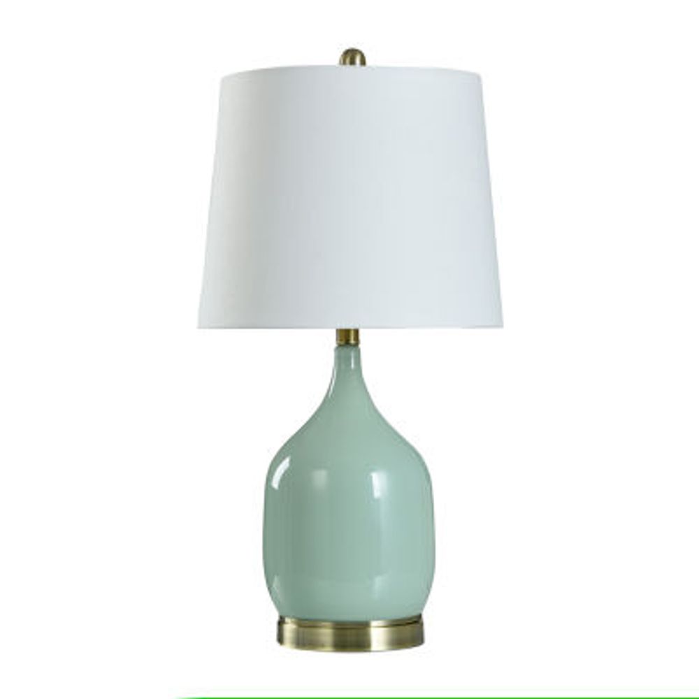 Stylecraft 25" Celadon Ceramic With Textured Hardback Shade Table Lamp