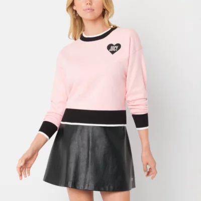 Juicy By Juicy Couture Womens Crew Neck Long Sleeve Pullover Sweater