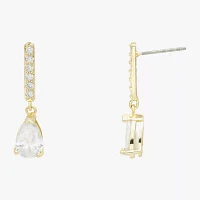 Sparkle Allure Cubic Zirconia 14K Gold Over Brass Drop Earrings