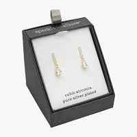 Sparkle Allure Cubic Zirconia 14K Gold Over Brass Drop Earrings