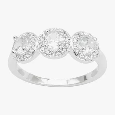 Sparkle Allure Triple Cubic Zirconia Pure Silver Over Brass Round Band