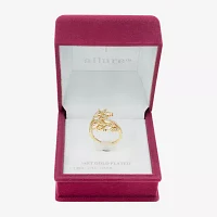 Sparkle Allure Wrap Floral Cubic Zirconia 14K Gold Over Brass Bypass  Cocktail Ring