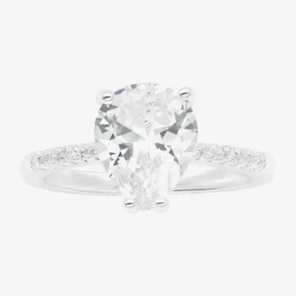 Sparkle Allure Cubic Zirconia Pure Silver Over Brass Pear Engagement Ring