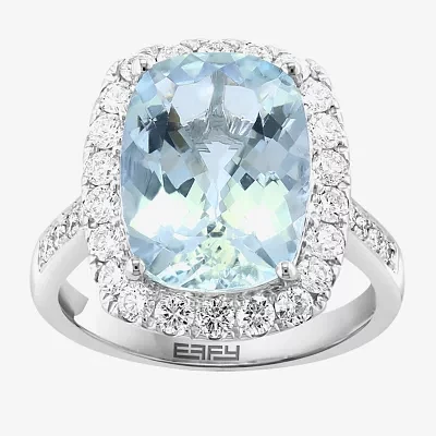 Effy  Womens 3/4 CT. T.W. Genuine Blue Aquamarine 14K White Gold Cocktail Ring