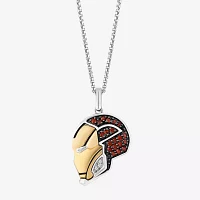 Marvel Fine Jewelry Womens Diamond Accent Genuine Red Garnet 14K Gold Over Silver Sterling Silver Avengers Iron Man Marvel Pendant Necklace