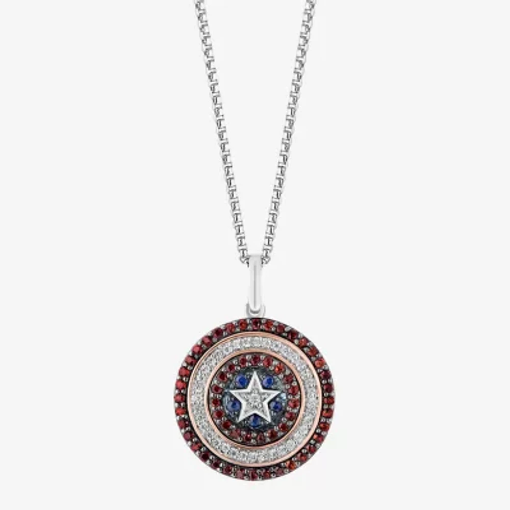 Marvel Fine Jewelry Shield Womens 1/8 CT. T.W. Genuine Red Garnet 14K Rose Gold Over Silver Sterling Silver Pendant Necklaces
