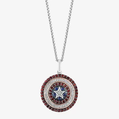 Marvel Fine Jewelry Shield Womens 1/8 CT. T.W. Genuine Red Garnet 14K Rose Gold Over Silver Sterling Silver Pendant Necklaces