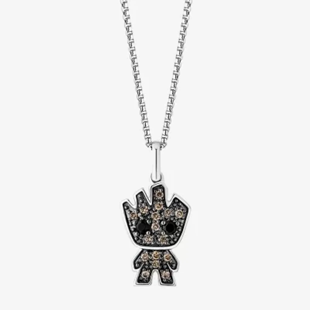 Marvel Fine Jewelry Womens 1/8 CT. T.W. Natural Champagne Diamond Sterling Silver Pendant Necklaces