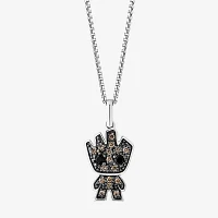 Marvel Fine Jewelry Womens 1/8 CT. T.W. Natural Champagne Diamond Sterling Silver Groot Guardians of the Galaxy Pendant Necklace