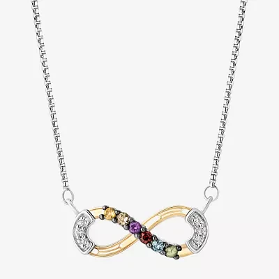 Marvel Fine Jewelry Infinity Stones Womens Diamond Accent Genuine Multi Color Stone 14K Two Tone Gold Over Silver Infinity Avengers Guardians of the Galaxy Marvel Pendant Necklace