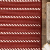 Colonial Mills Naughty Elf Christmas Stripe Braided Reversible Indoor Outdoor Accent Rug