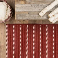 Colonial Mills Naughty Elf Christmas Stripe Braided Reversible Indoor Outdoor Accent Rug