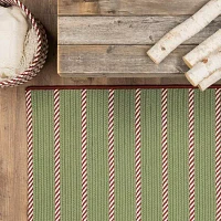 Colonial Mills Naughty Elf Christmas Stripe Braided Reversible Indoor Outdoor Accent Rug