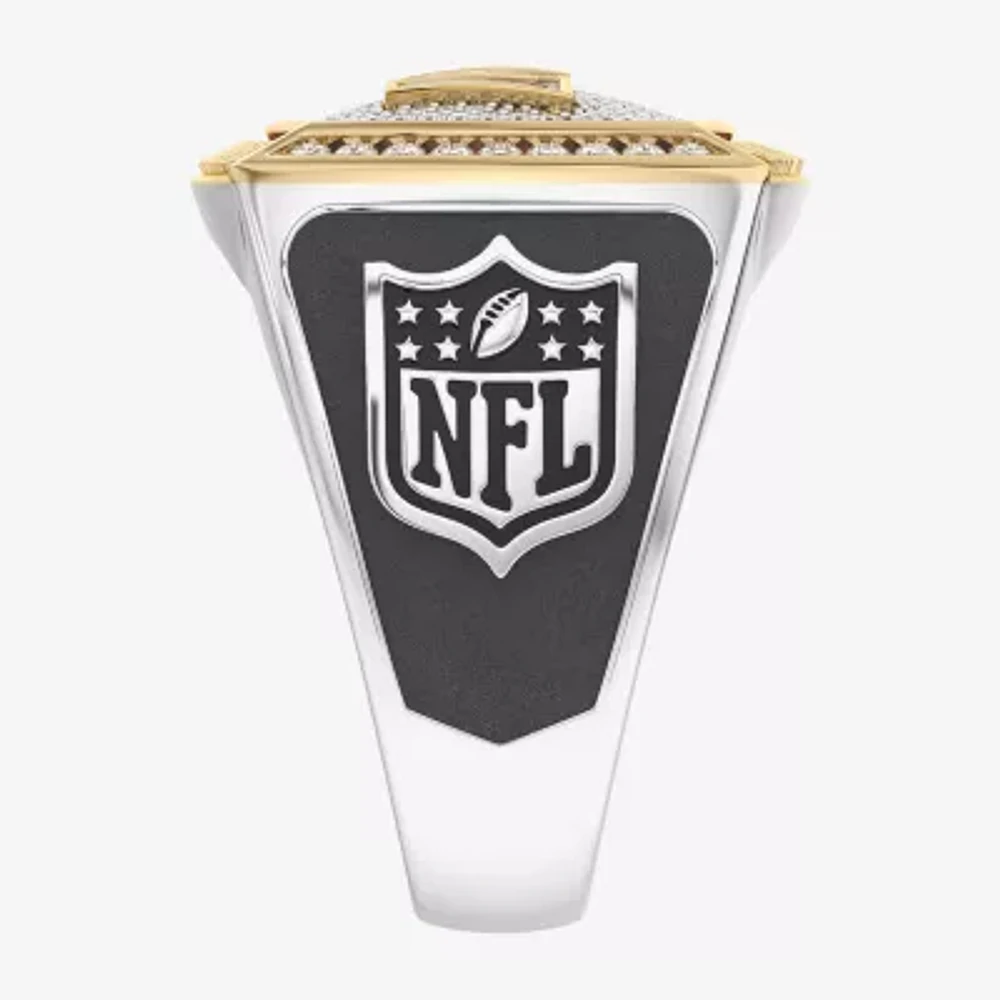 True Fans Fine Jewelry Washington Commanders Mens 1/2 CT. Natural White Diamond 10K Two Tone Gold Fashion Ring