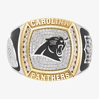 True Fans Fine Jewelry Carolina Panthers Mens 1/2 CT. Natural White Diamond 10K Two Tone Gold Fashion Ring