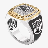 True Fans Fine Jewelry Carolina Panthers Mens 1/2 CT. Natural White Diamond 10K Two Tone Gold Fashion Ring