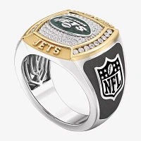 True Fans Fine Jewelry New York Jets Mens 1/2 CT. Natural White Diamond 10K Two Tone Gold Fashion Ring