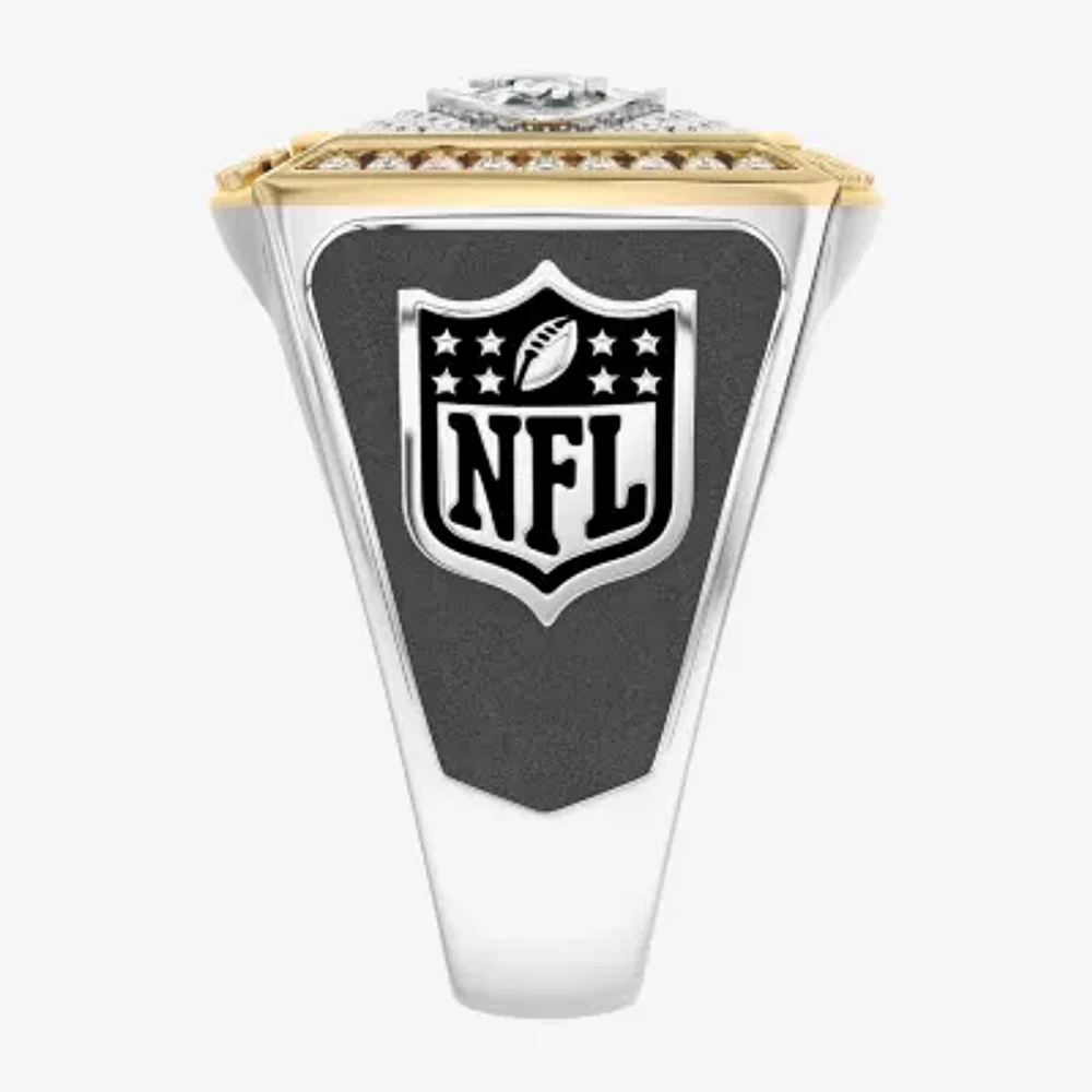True Fans Fine Jewelry New York Jets Mens 1/2 CT. Natural White Diamond 10K Two Tone Gold Fashion Ring