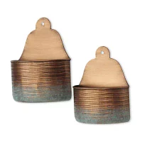 Cheungs Kyani Copper Planter Handmade 2-pc. Wall Mount Wall Basket