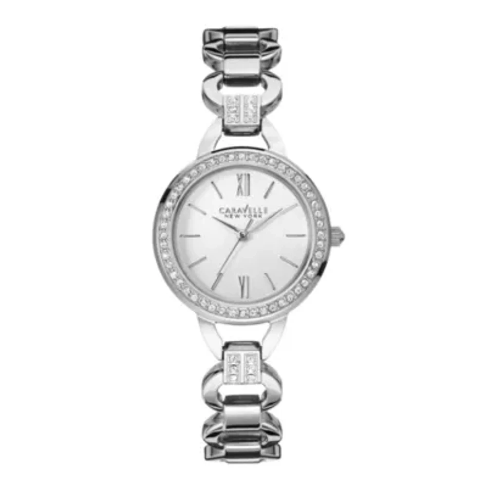 Caravelle New York® Womens Crystal-Accent Open Link Bracelet Watch 43L180