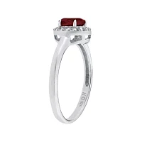 Faceted Genuine Garnet & White Topaz Sterling Silver Ring