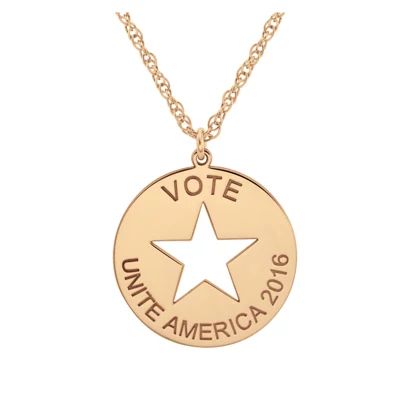 "Vote" "Unite America 2016" Political Logo Star Cut-out Round Pendant Necklace