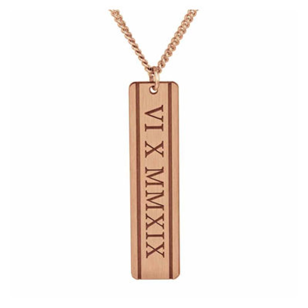 Personalized Brushed Roman Numeral Date Pendant