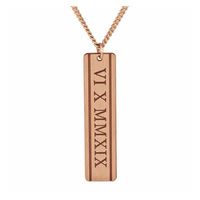 Personalized Brushed Roman Numeral Date Pendant