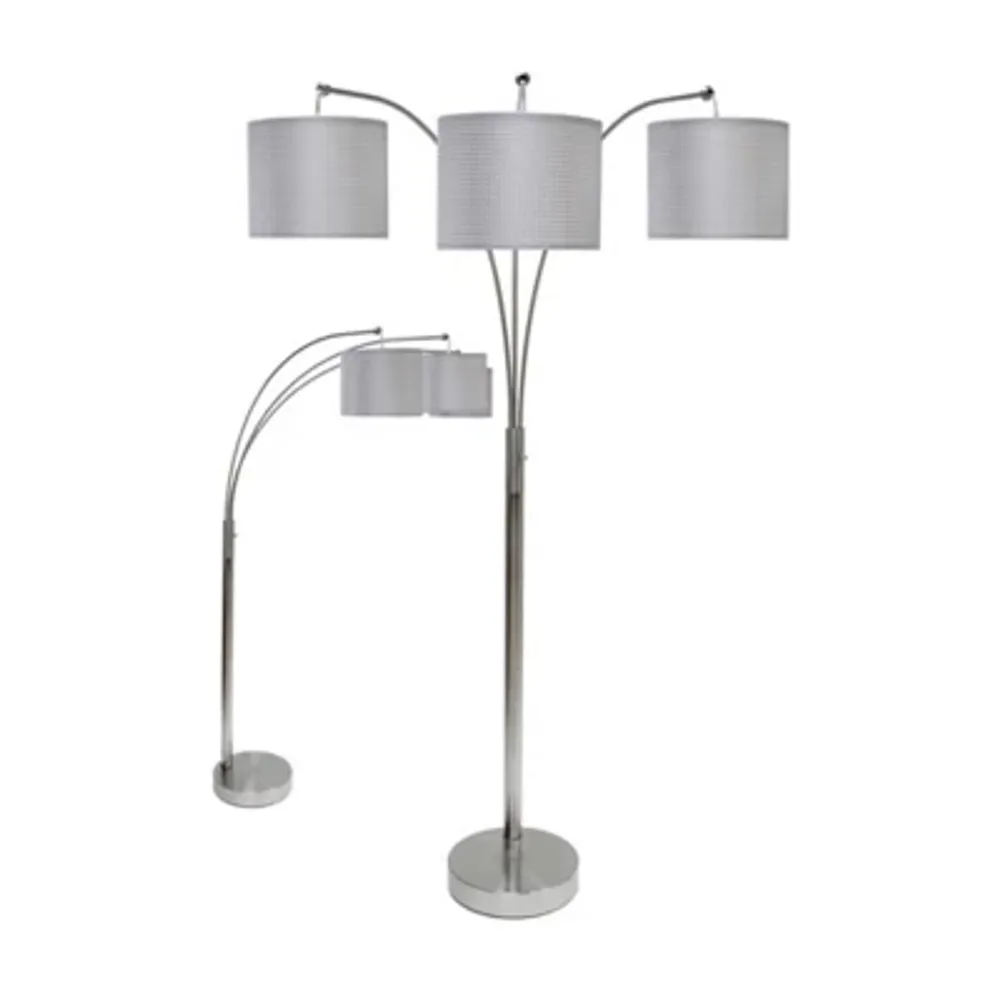 Stylecraft Owen 3-Light Brushed Steel Arched Floor Lamp