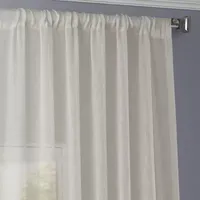 Exclusive Fabrics & Furnishing Faux Linen Rod Pocket Sheer Single Curtain Panels