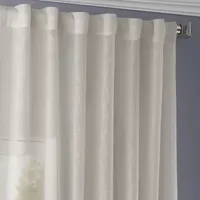 Exclusive Fabrics & Furnishing Faux Linen Rod Pocket Sheer Single Curtain Panels