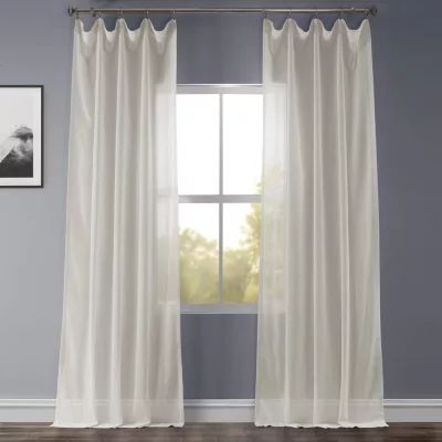 Exclusive Fabrics & Furnishing Faux Linen Rod Pocket Sheer Single Curtain Panels
