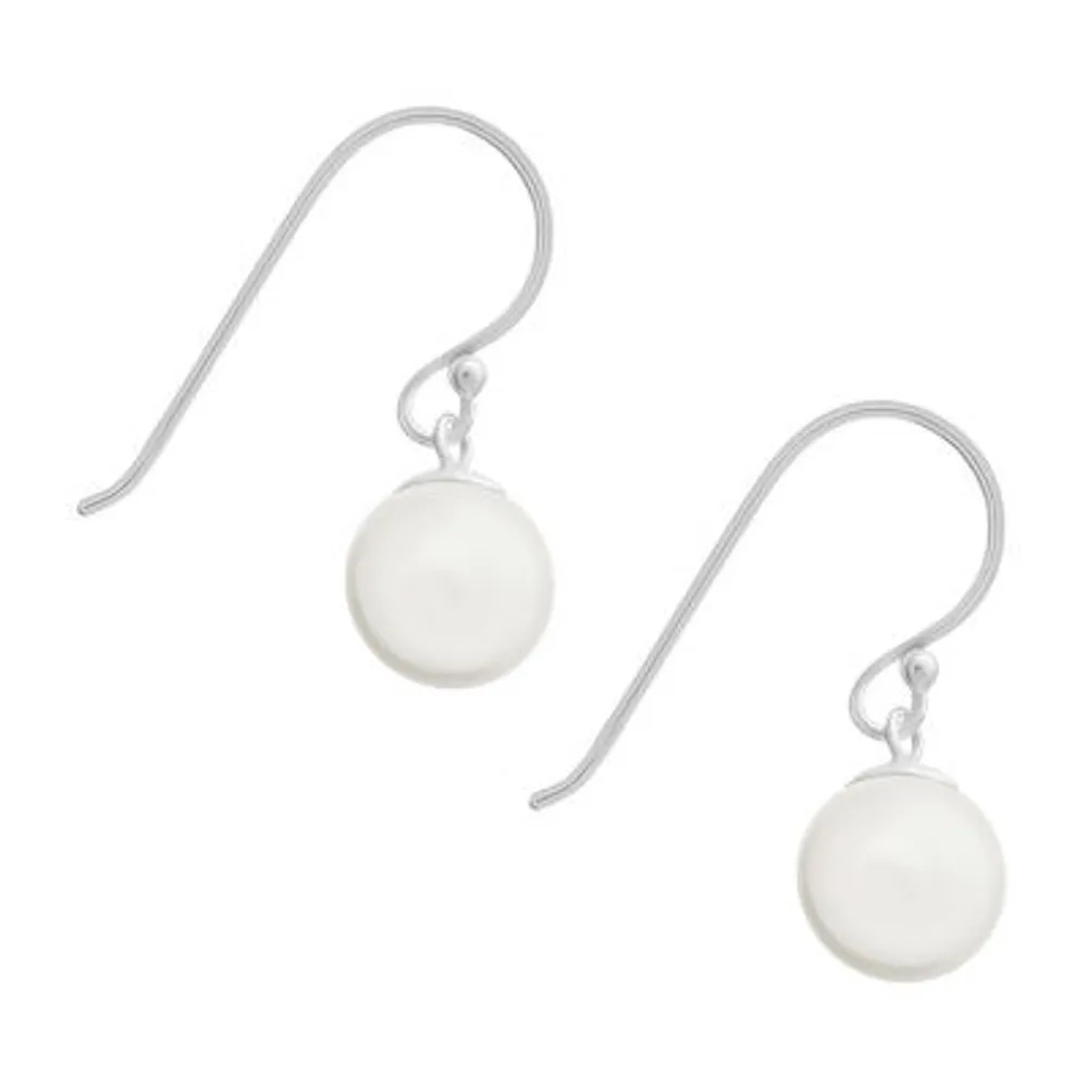 Silver Treasures Simulated Pearl Sterling Silver Drop Earrings