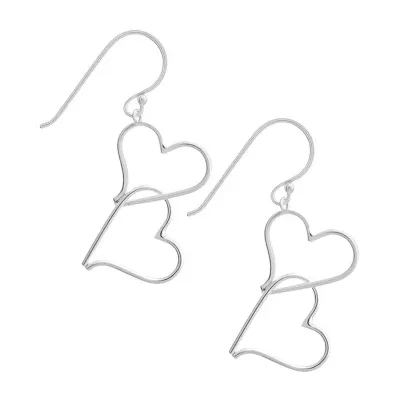 Silver Treasures Womens Sterling Silver Heart Hypoallergenic Drop Earrings