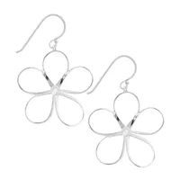 Silver Treasures Sterling Silver Flower Drop Earrings