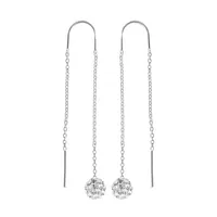 Silver Treasures Crystal Sterling Silver Drop Earrings