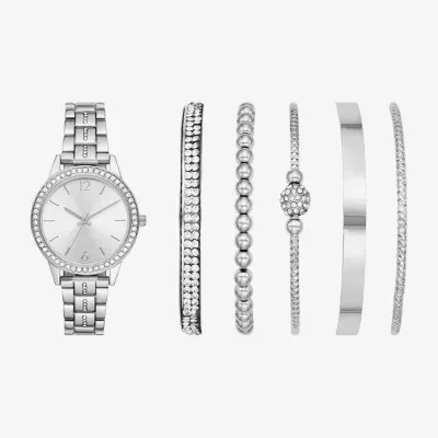 Ladies Sets Unisex Adult Crystal Accent Silver Tone 6-pc. Watch Boxed Set Fmdjset314