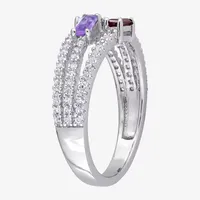 Womens Genuine Multi Color Stone Sterling Silver Stackable Ring