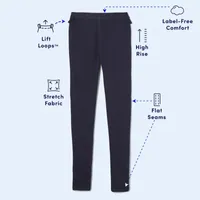 French Toast Little & Big Girls Adaptive High Rise Easy-on + Easy-off Sensory Friendly Full Length Leggings