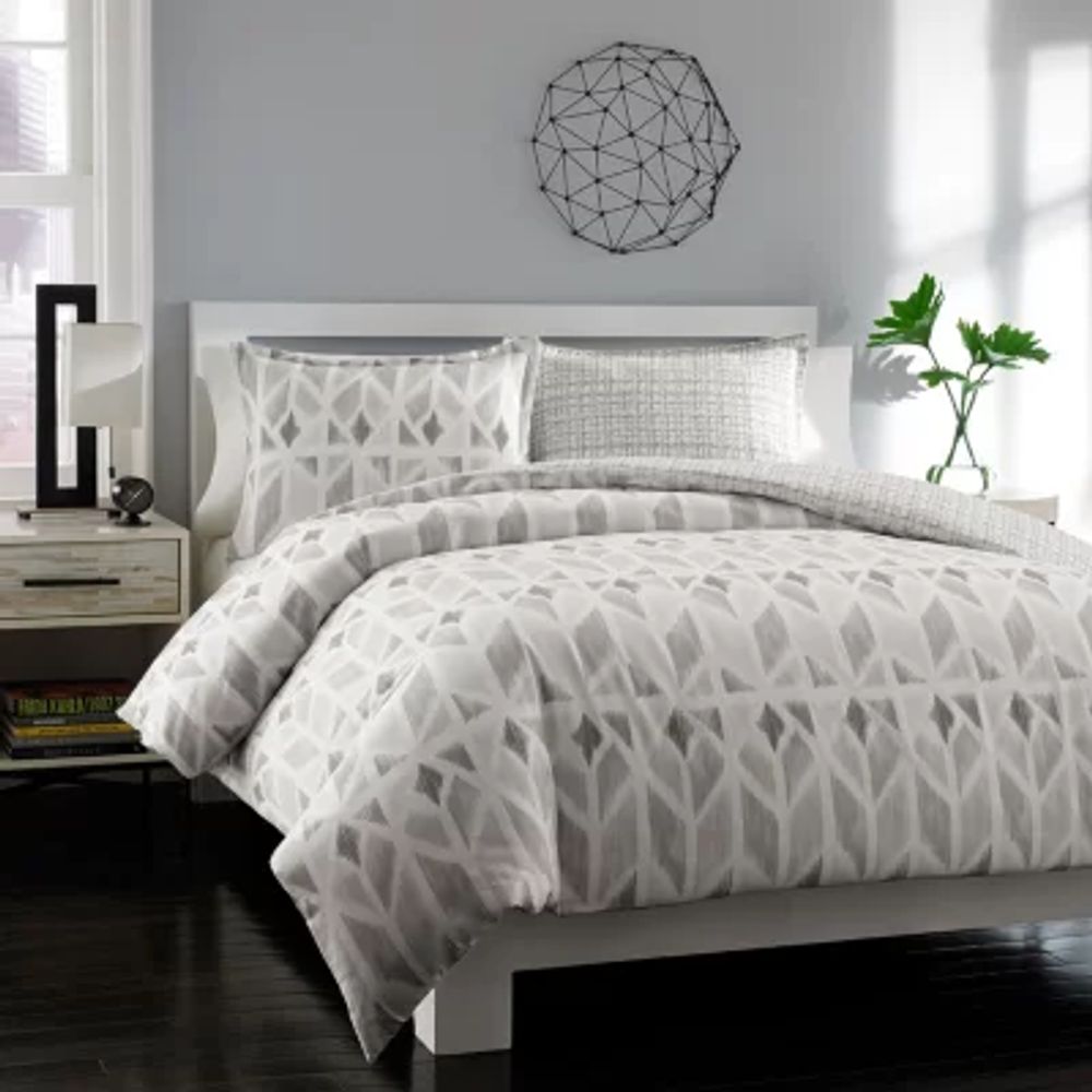 City Scene Zander Duvet Cover Set, White, Full/Queen