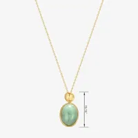 Good Fortune Womens Genuine Green Jade 18K Gold Over Silver Oval Pendant Necklace