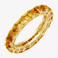 Womens Genuine Yellow Citrine 14K Gold Over Silver Eternity Stackable Ring
