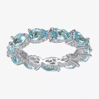 Genuine Blue Topaz Sterling Silver Eternity Band