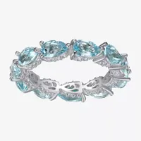 Genuine Blue Topaz Sterling Silver Eternity Band