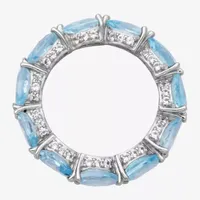 Genuine Blue Topaz Sterling Silver Eternity Band