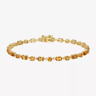 Genuine Yellow Citrine 14K Gold Over Silver 7.25 Inch Tennis Bracelet